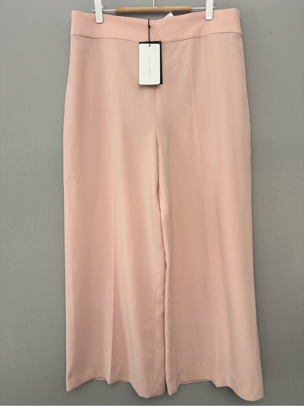 NWT Zara Pink High-Rise Wide Leg Pants XL - Quiet Luxury Candy Pink Trousers - Picture 2 of 9